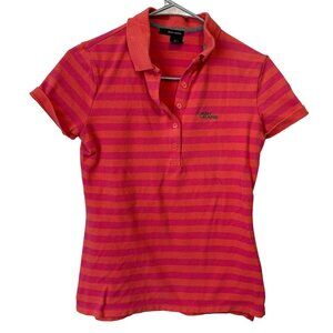 DKNY Jeans Women's Striped Polo Shirt Pink & Orange Size S